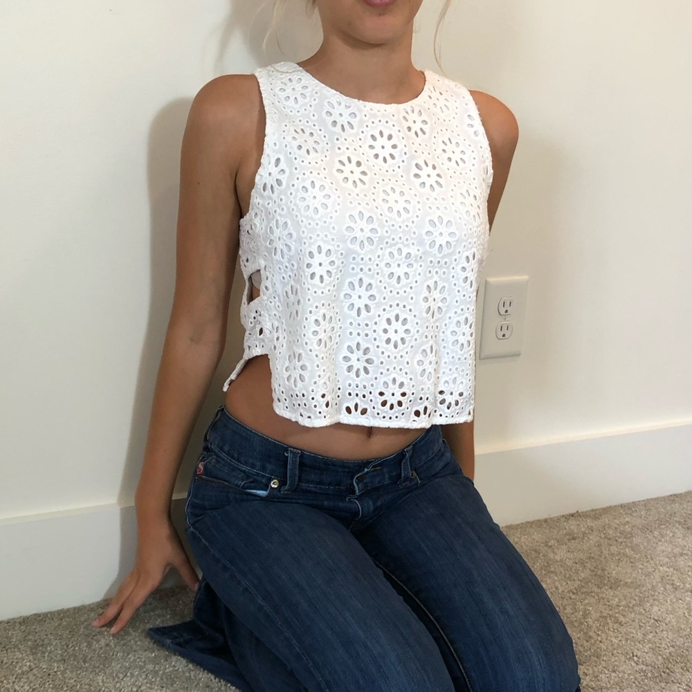 cute white lace floral tank